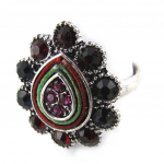 Les Tr&eacute;sors De Lily [N0954] - Bague cr&eacute;ateur 'Sissi' rouge punane