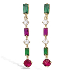 Les Tr&eacute;sors De Lily [P5998] - Boucles Plaqu&eacute; Or 'Sissi' vert rose dor&eacute; - 30x5 mm roheline