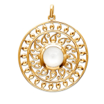 Les Tr&eacute;sors De Lily [Q6637] - Pendentif Plaqu&eacute; Or 'Cl&eacute;opatra' pierre de lune dor&eacute; - 28 mm valge