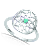 Bague Argent 'Boho' turquoise argent&eacute; (rhodi&eacute;) - dreamcatcher 14x13 mm 54 t&uuml;rkiissinine