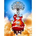 Round Diamond 5D DIY Teemantmaal viiulipuu Tikand Ristpistes Mosaiik Rhinestone 20X30CM