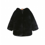 YUBAOBEI t&uuml;drukute mantel Talveriided Laste kunstkarusnahast jakk Lastele Palus kapuutsiga jope pluss sametine paks jope 14 must