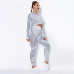 Joogakomplekt Nessaj 2 tk &otilde;mblusteta &uuml;likonnad Seksikas &otilde;&otilde;nsa v&otilde;rguga hingav naiste j&otilde;usaalikomplektid Push Up &uuml;likond XS helehall v&auml;rv