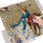 5D t&auml;isruudukujuline &uuml;mmargune teemanttikandid Hirvede komplekt Teemantmaaling Loomade mosaiik ristpistes Talvine kodukaunistus Full Round 30x30CM