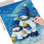 Teemantmaal Lumememm N&auml;put&ouml;&ouml; K&auml;sit&ouml;&ouml; Teemanttikandid Multikad kividest j&otilde;ulukaunistus Full Round (20X30CM)