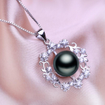 SENIKO naturaalsete mageveep&auml;rlitega kaelakee naistele kuuptsirkooniumoksiidripatsiga lillekehe p&auml;rlitega ehted A valge