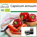 SAFLAX &ndash; Aed kotis &ndash; Orgaaniline &ndash; Paprika &ndash; California Wonder Red &ndash; 20 seemet &ndash; Substraadiga sobivas p&uuml;stises kotis &ndash; Capsicum annuum