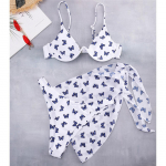 Butterfly V-bar Underwire bikiinid Naiste ujumistrikoo Naiste ujumisriided Kolmeosaline bikiinikomplekt Sarong Bather supelkost&uuml;&uuml;m Swim S must