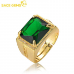 SACE GEMS Klassikaline vasesulamist tsirkoon Meeste S&otilde;rmused Ehted Pulmalubadus Peokink open roheline