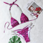 Seksikas Diamond Rhinestone Scrunch Butt Bikiinid Naiste ujumisriided Naiste ujumistrikoo Kaheosaline bikiinikomplekt supluskost&uuml;&uuml;m ujumine S