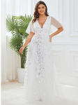Ever-Pretty naiste suures suuruses V kaelus Line t&uuml;ll pidulik kleidid 5XL valge