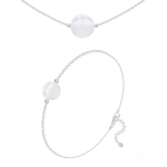 Les Tr&eacute;sors De Lily [R5979] - K&auml;sit&ouml;&ouml;na valmistatud h&otilde;bedane komplekt  Mineralia  h&otilde;bevalge jade - 10 ja 8 mm (kaelakee & k&auml;ev&otilde;ru) valge