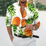 Disainer Kevadsuvi Meeste vabaaja 3D Halloweeni tr&uuml;kkimine Hawaii s&auml;rk pluus pikkade varrukatega s&auml;rgid L sinine