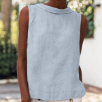 Summer women's ruffle loose casual style with button up oversized tank top XL helesinine v&auml;rv
