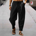 Meeste p&uuml;ksid, puuvillane ja linane meeste suvine uus &uuml;hev&auml;rvilised meeste p&uuml;ksid, vabad Fitness p&otilde;hjuslik pluss suurus S-5XL 4XL must