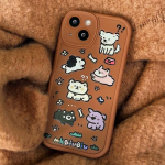 Relif 3d Dog Puppy Family Retro Brown telefoni&uuml;mbris Iphone 14 Pro Max 11 12 Promax Xsmax Xr X 13promax Cartoon Cute Cover Capa jaoks For iphone 12