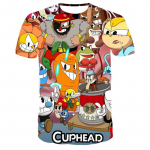 3D Cuphead Mugman Kids T-s&auml;rk Prindiga T&uuml;drukud Naljakad riided Poisid Lapsed Topid Lasteriided Beebi T-s&auml;rgid Meeste Naiste R&otilde;ivad T-s&auml;rk 160