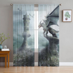 Jurassic 3D dinosauruste neitsimetsa t&uuml;llkardinad magamistuppa elutoa akende hooldused l&auml;bipaistvad voile kardinad k&ouml;&ouml;gi kardinad 1 PCS W100XH250cm