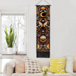 Kuu ja lilleline gobel&auml;&auml;n Kollane ja roheline taimekaunistus Kodu Boheemlaslik sisekujundus M&uuml;stiline liblikas Esteetiline ruumikaunistus K&auml;sipesu 32.5x130cm