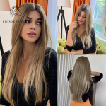 BLONDE UNICORN Long Ombre blond sirge pitsiosa s&uuml;nteetilised parukad naistele Daliy Hair Naturaalsed k&otilde;rge tihedusega kuumakindlad