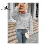 S&uuml;gisene uus naiste &uuml;hev&auml;rviline kudum, pikkade varrukatega pullover kampsun, moodne vabaaja kampsun S valge