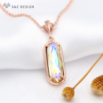 Luksuslik ovaalne munakujuline kristallist ripats roosikulla v&auml;rvi kuupmeetrist tsirkooniumoksiidist kaelakee naistele elegantsed pulmaehted