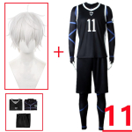 Anime Blue Lock Cosplay Nagi Seishiro Kost&uuml;&uuml;m Valge Must Jersey Jalgpalli Jumpsuit Body Halloween karnevali Peo Riided M-(Suit+Wig) must