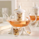 Vastupidav kuumuskindel klaasist kristallist teekann kohvivesi l&otilde;hnastatud tee soojendaja k&uuml;&uuml;nlasoojendi keraamiline alus