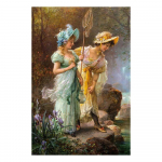 Renessansi esteetika Hans Zatzka maalide reproduktsioonitr&uuml;kised Plakat Noble Lady In the Garden L&otilde;uendimaal Seinakunst Cuadros 30x40cm no frame