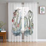 Hiina draakont&uuml;llist kardinad elutuppa Prinditud l&auml;bipaistev kardin magamistoa akende varjestamiseks kardinad rulood kodukaunistuseks W135 x H115cm x1