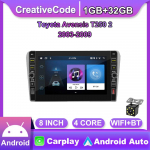 8 tolli Toyota Avensis T250 2 2003-2009 jaoks koos nupu nupuga Android autoraadio multimeediumipleier Navigatsioon stereo GPS 2 Din Carplay 2+32GB 1+32GB