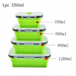 1 tk/1 komplekt silikoonist kokkupandav l&otilde;unakarp toidu hoiukonteiner mikrolaineahjuga kaasaskantav kaasaskantav piknikutelk &otilde;ues 350ml roheline