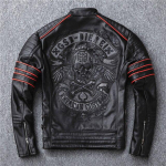 Meeste jope must tikandid Skull Mootorratta nahkjakid 100 % naturaalsest veisenahast motomantel Liibuvad bikernahast talvemantlid XXXXXL must