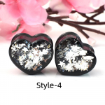 2tk 8-30mm musta s&uuml;damega k&otilde;rvatunnelid, m&otilde;&otilde;turid, pistikud, k&otilde;rvasirgendus, keha augustamise ehted meestele Style-1-8mm