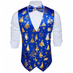 Barry.Wang Meeste Vest Vest Kikilips Hanr&auml;tik Mansetin&ouml;&ouml;bid Jacquard kootud siidist pulma tutvumispeo komplekt S