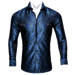 Luksuslikud s&auml;rgid meestele Navy Black Jacquard kootud lilleline siidist kleit-s&auml;rk pikkade varrukatega s&auml;rgid Barry.Wang L