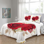 Wihte Wedding Rose Red Flower Gold Leaf Queen Twin Full voodipesu komplektid &Uuml;he kaheinimesevoodi tekikott ja 2 tk padjakate 135x200 cm