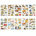 10 lehte/komplekt Cartoon inseneris&otilde;idukite ekskavaatori veoauto ajutise t&auml;toveeringuga kleebis lastele poistele s&uuml;nnip&auml;evapeokingitusteks