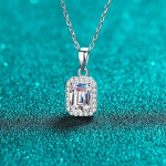 Ehtne Moissanite Diamond Square Ripats Kaelakee D V&auml;rv Emerald L&otilde;ike Puhas 925 Sterling H&otilde;be peen Ehted Naistele PE026 1ct D Color