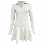 Naiste s&uuml;gistalvine soe pikkade varrukatega tennisekleit aktiivne treeningkleit polo kaelusega sportlik joogajooga jooksutreening golfikleidid taskutega l&uuml;hikesed p&uuml;ksid XS/2 aprikoosi