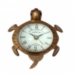 Antiikne kilpkonnapruun messingviimistlusega analoogsein ja lauakell