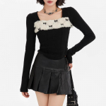 Y2K Vintage Slim T-s&auml;rgid Naiste S&uuml;gis Talv Aluss&auml;rgid Crop Tops Paigaldatud Pikkade Varrukatega Tees Korea Mood Pullover M must