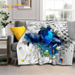 Multikas veealune maailm 3D merep&otilde;hja illusioonitekk, pehme tekk koju Magamistoa voodi Diivani Pikniku Kontori kattetekk Lapsele 75x90cm