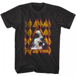 Def Leppard Hysteria Face Logos Glam Rock Band Concert Tour Merch Unisex T-s&auml;rk S