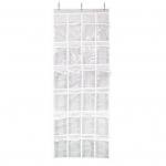 Kingade hoiukott, mis ripub ukse taga, suur mahutavus, 24 l&auml;bipaistvat taskut, suurep&auml;rane kandev&otilde;imega kingakorter Kodu &uuml;hiselamu mitmesuguste asjade hoidik 3 konksuga valge