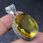 Natural Citrine Gemstone Handmade 925 Sterling Silver Jewelry Pendant 2.05 l2w05