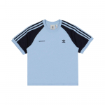 Adidas Originals X Sporty & Rich SS23 Triibuline Kontrastne Logo Prindiga L&uuml;hike Lai Vabaaja L&uuml;hikeste Varrukate T-s&auml;rk Naiste Topid Sinine IN5250 L