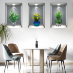 3 tk 3D taimede lilledega seinakleebiste komplekt DIY kroonklaasist kleebised elutoa jaoks magamistoa pulmakaunistuseks isekleepuvad k&uuml;lmkapi kleebised 48*72cm*3Pcs