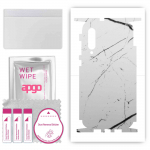 apgo Protective Skin Sticker for the back+sides compatible with Xiaomi Mi 9 Pro, Full Wrap Film, Foil, Vinyl - Pattern White Marble