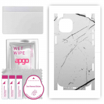 apgo Protective Skin Sticker for the back+sides compatible with Apple iPhone 14, Full Wrap Film, Foil, Vinyl - Pattern White Marble